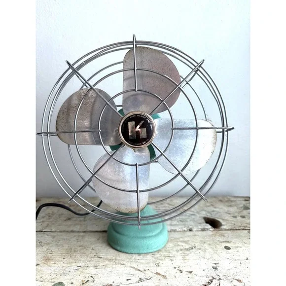 Vintage Kenmore Sears Roebuck Electric Desk Fan Aqua Green Model 303.80060 MCM - Picture 7 of 7